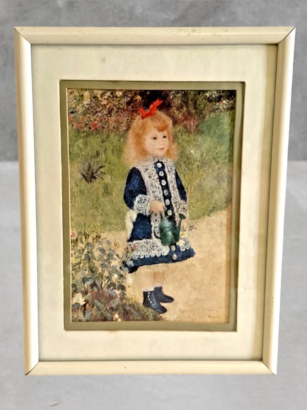 VINTAGE FRAMED RENOIR PRINT GIRL WITH WATERING CAN